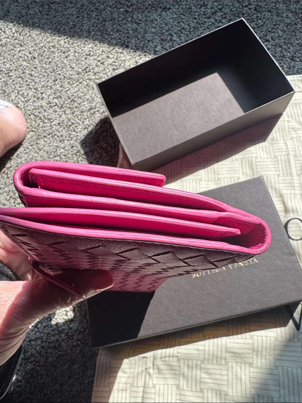 Bottega Veneta Hot Pink Intrecciato Fold-Over Wallet